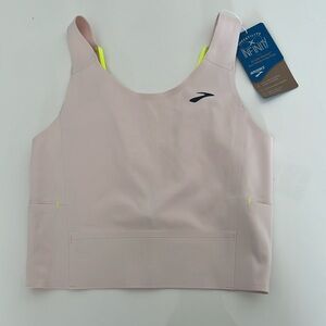 Brooks Light Pink Run Within Crop Tank XS